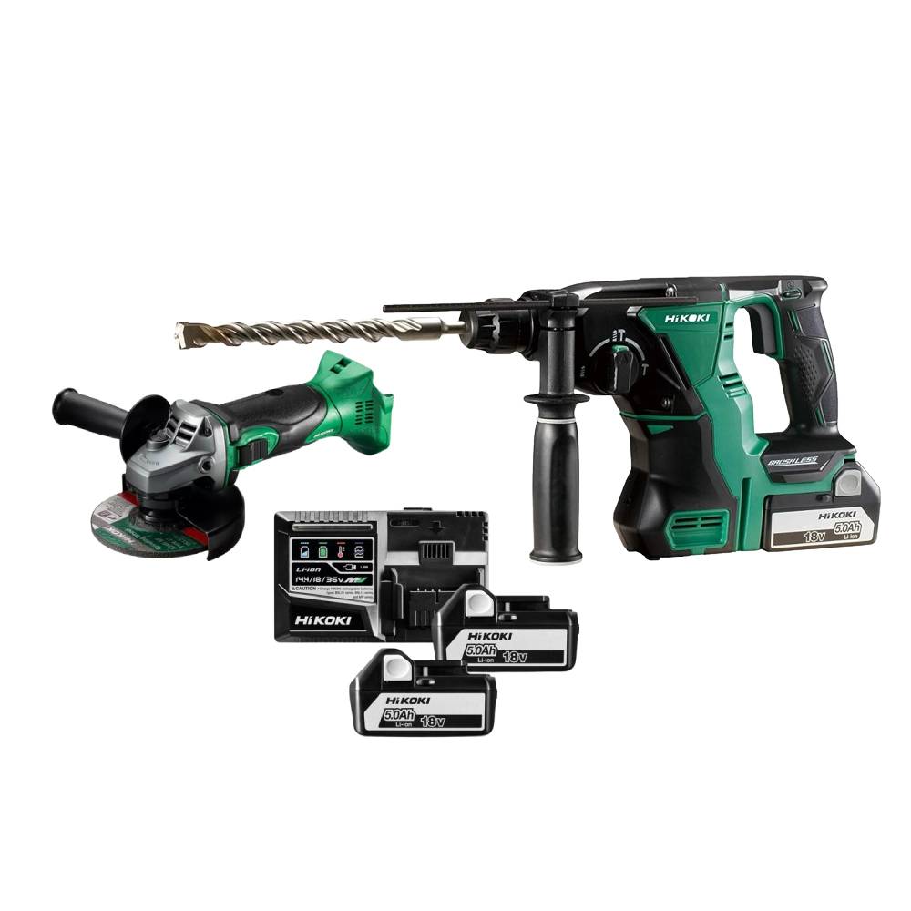 Set scule HiKOKI 18V DH18DBLWPZ + G18DSL2W4Z